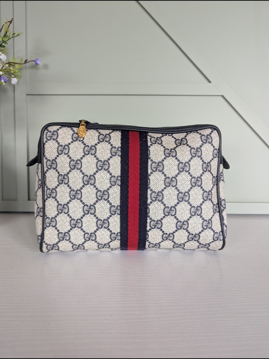Gucci Handbags - Gucci Ophidia GG Canvas Cosmetic Pouch in Navy/Red